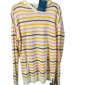 Market & Spruce Pastel Striped Hoodie Sweater Kangaroo Pocket Size Medium New